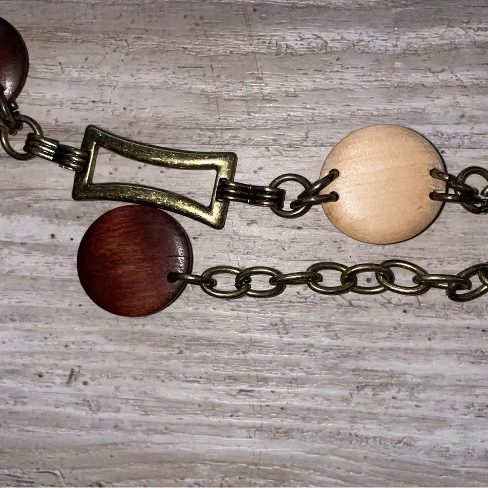 VINTAGE chain-wooden disks adjustable belt